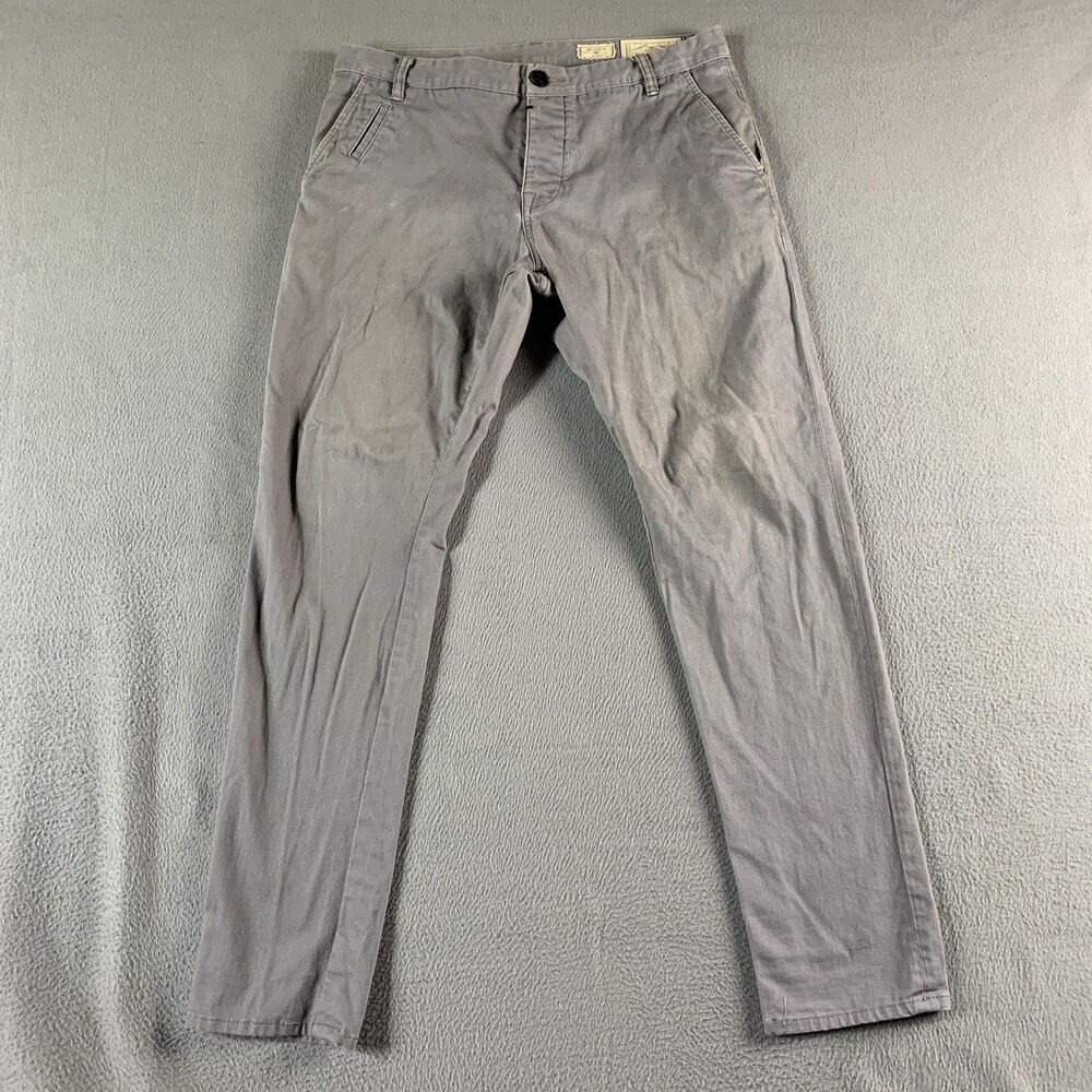AllSaints Stove Chino Pants Mens 33x30 Gray Skinny Fit Casual Office Wear